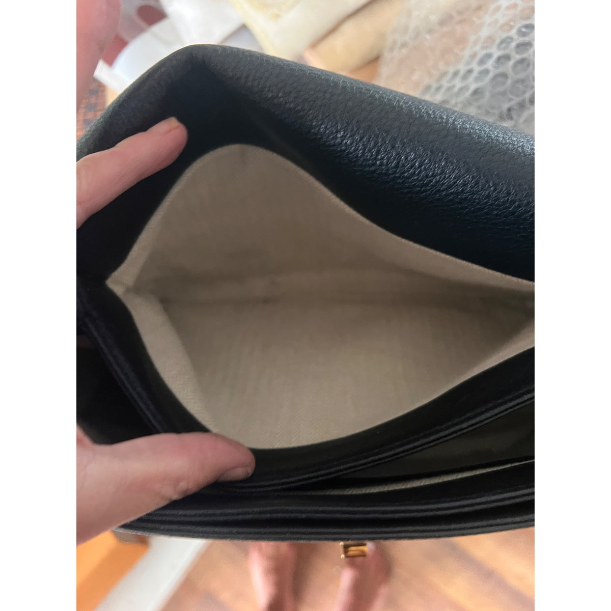 Tory Burch Black & Suede Kira Handbag With Gold  Accents & Adjustable Strap