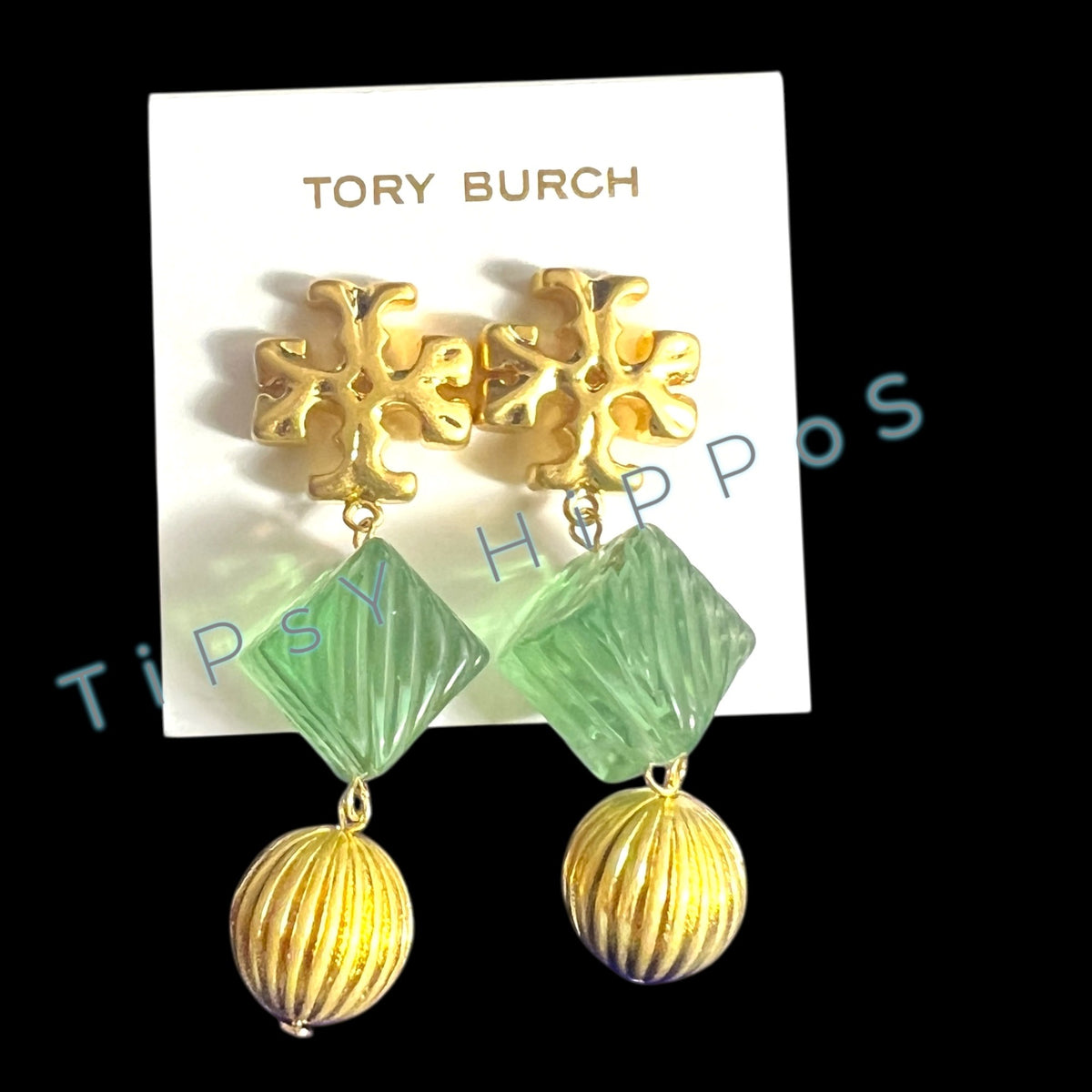 Tory Bruch Roxanne Dangle Earrings in Gold and Green