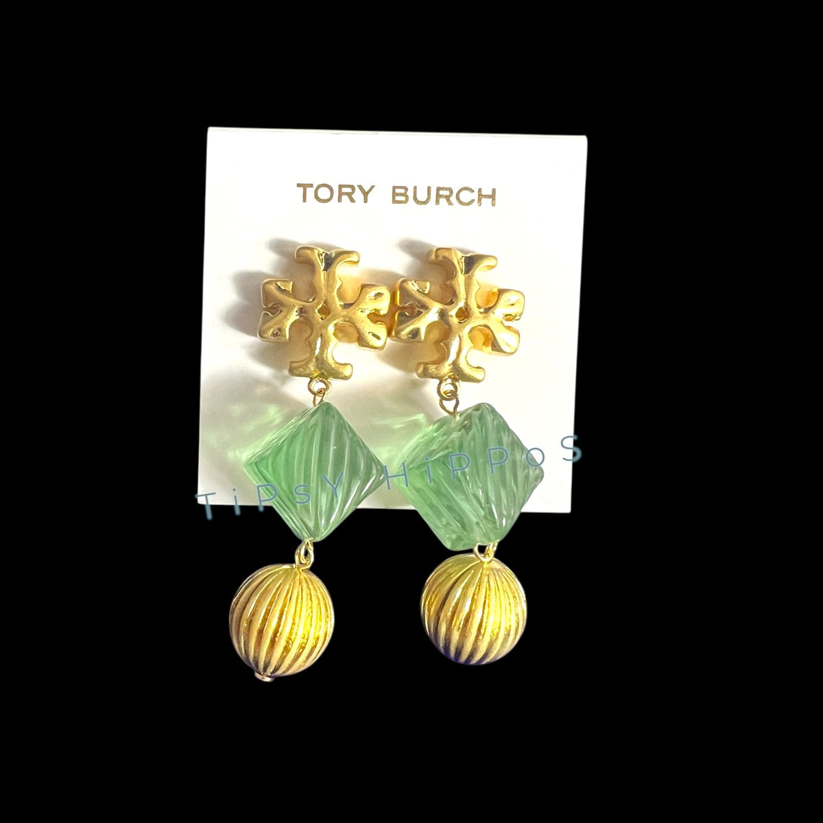 Tory Bruch Roxanne Dangle Earrings in Gold and Green