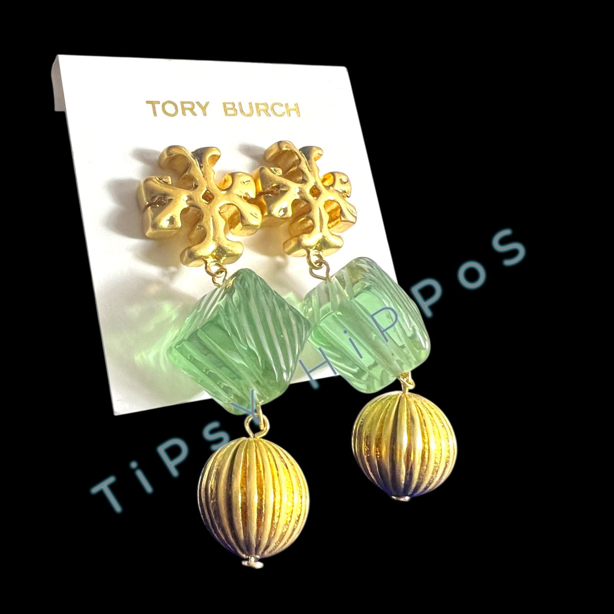 Tory Bruch Roxanne Dangle Earrings in Gold and Green