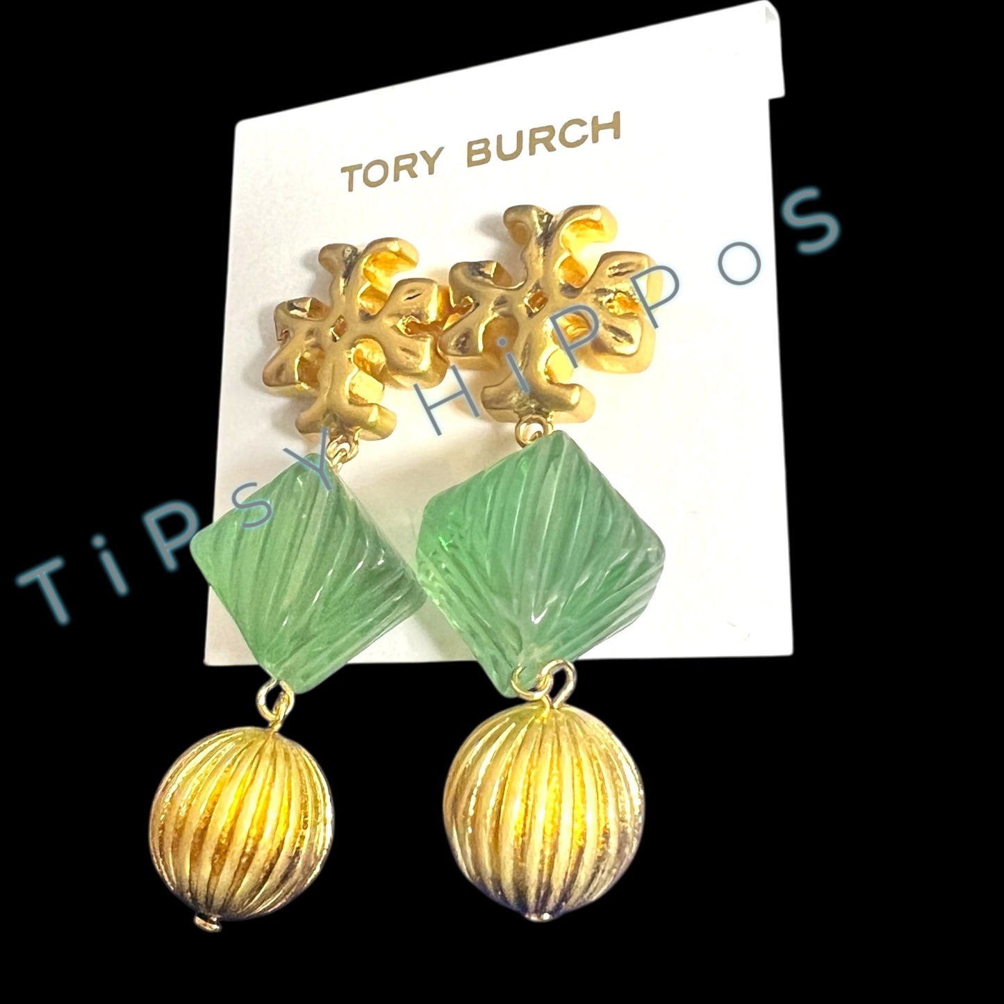 Tory Bruch Roxanne Dangle Earrings in Gold and Green