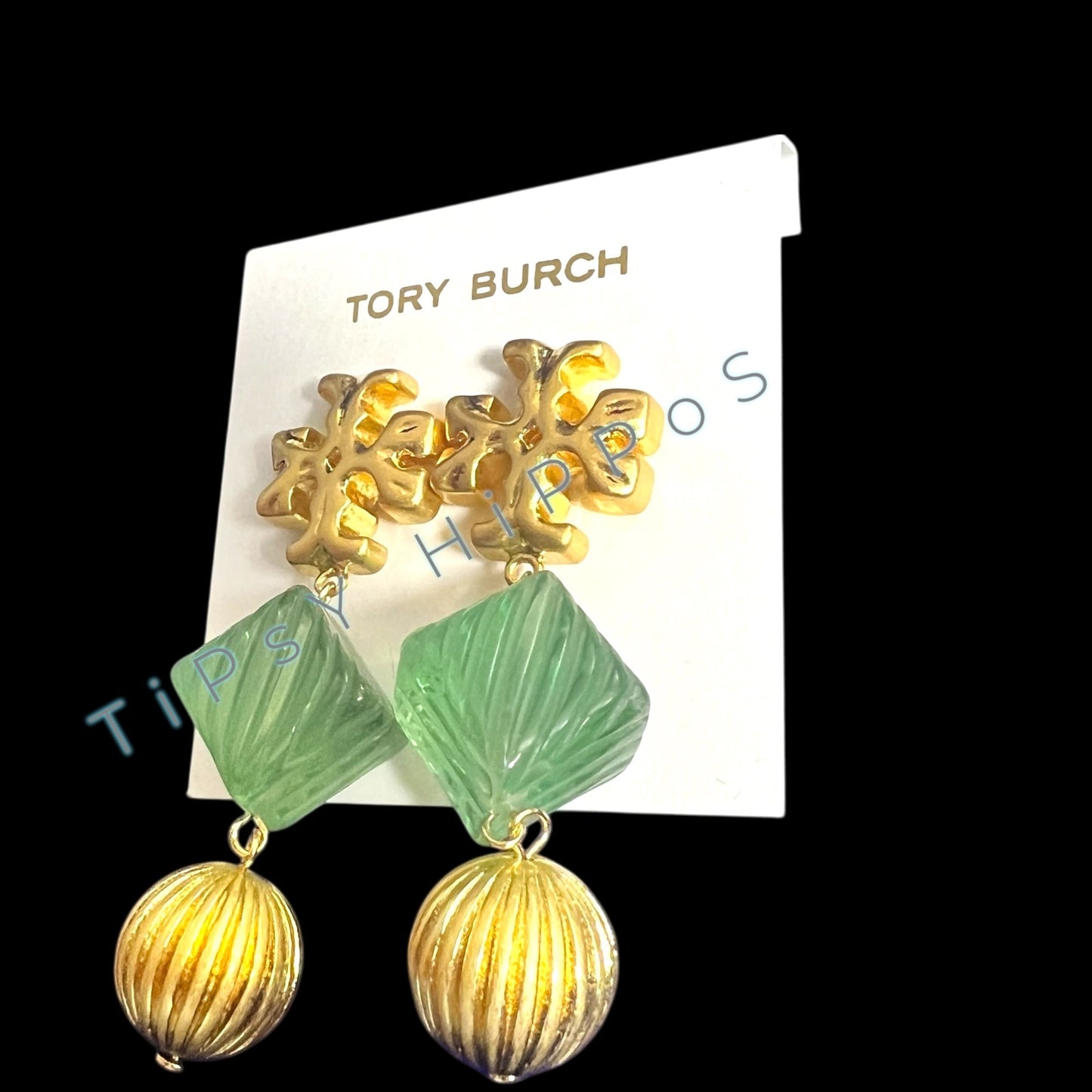 Tory Bruch Roxanne Dangle Earrings in Gold and Green