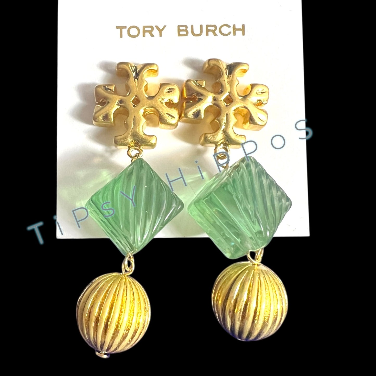 Tory Bruch Roxanne Dangle Earrings in Gold and Green