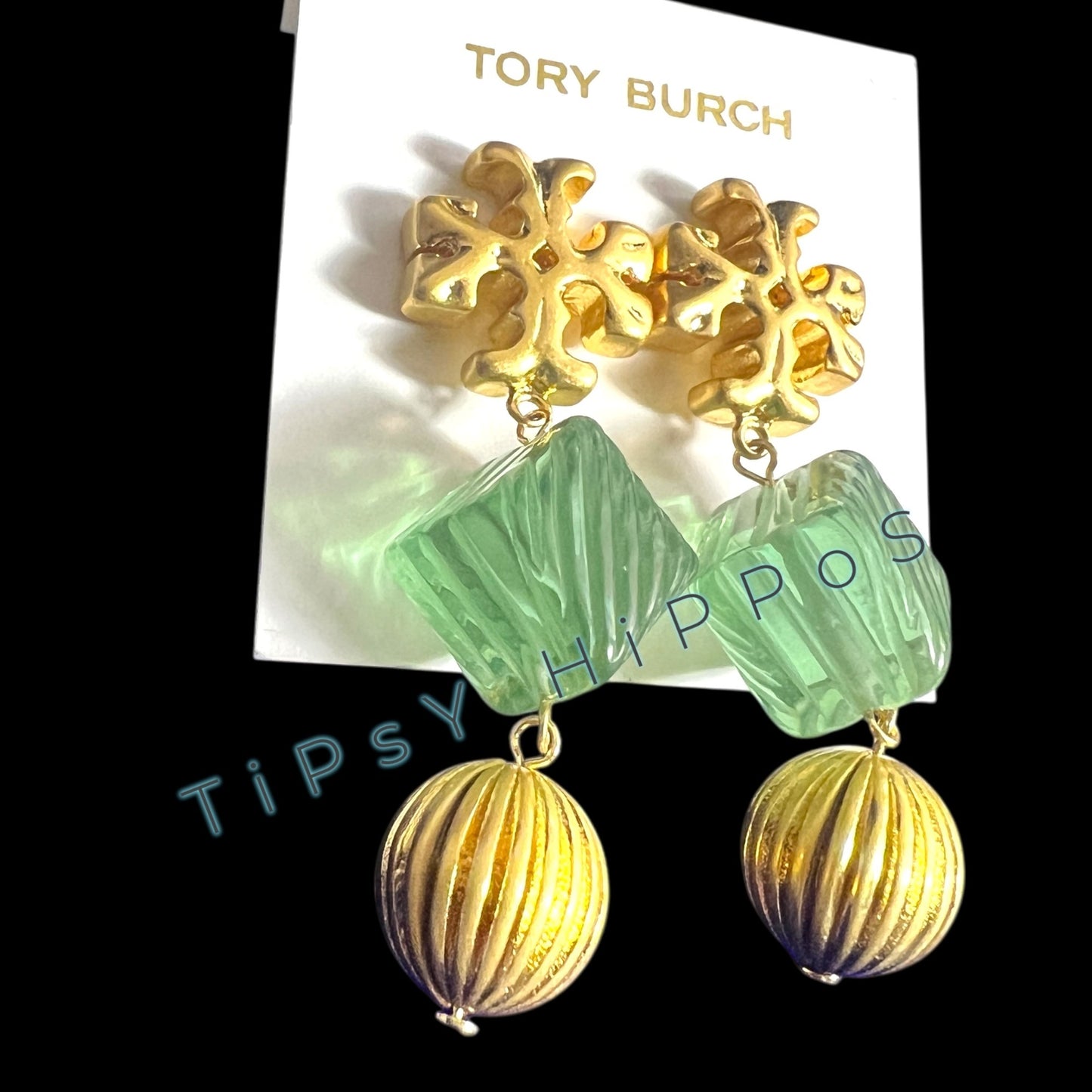 Tory Bruch Roxanne Dangle Earrings in Gold and Green