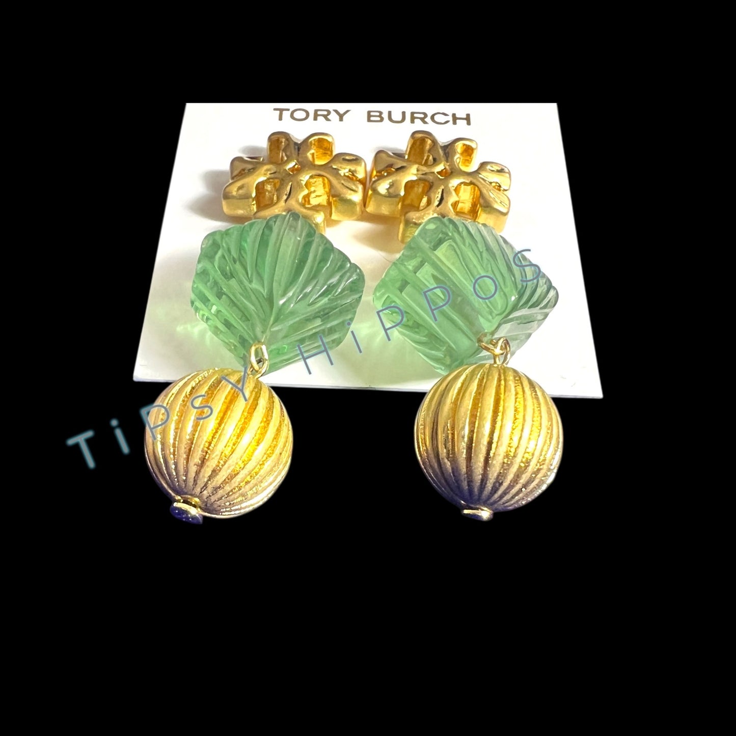 Tory Bruch Roxanne Dangle Earrings in Gold and Green
