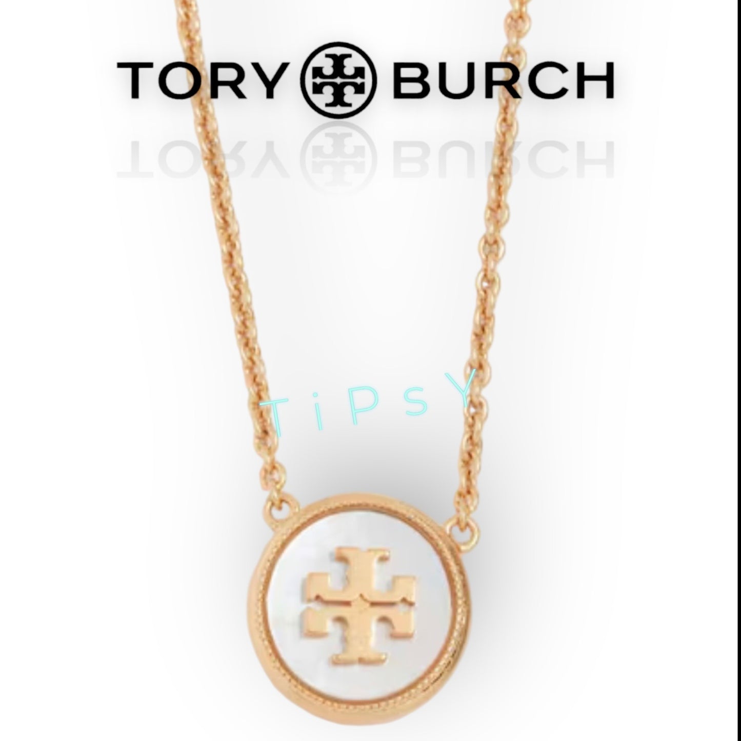 Beautiful Tory Burch Kira Mother of Pearl &amp; Gold Pendant Necklace
