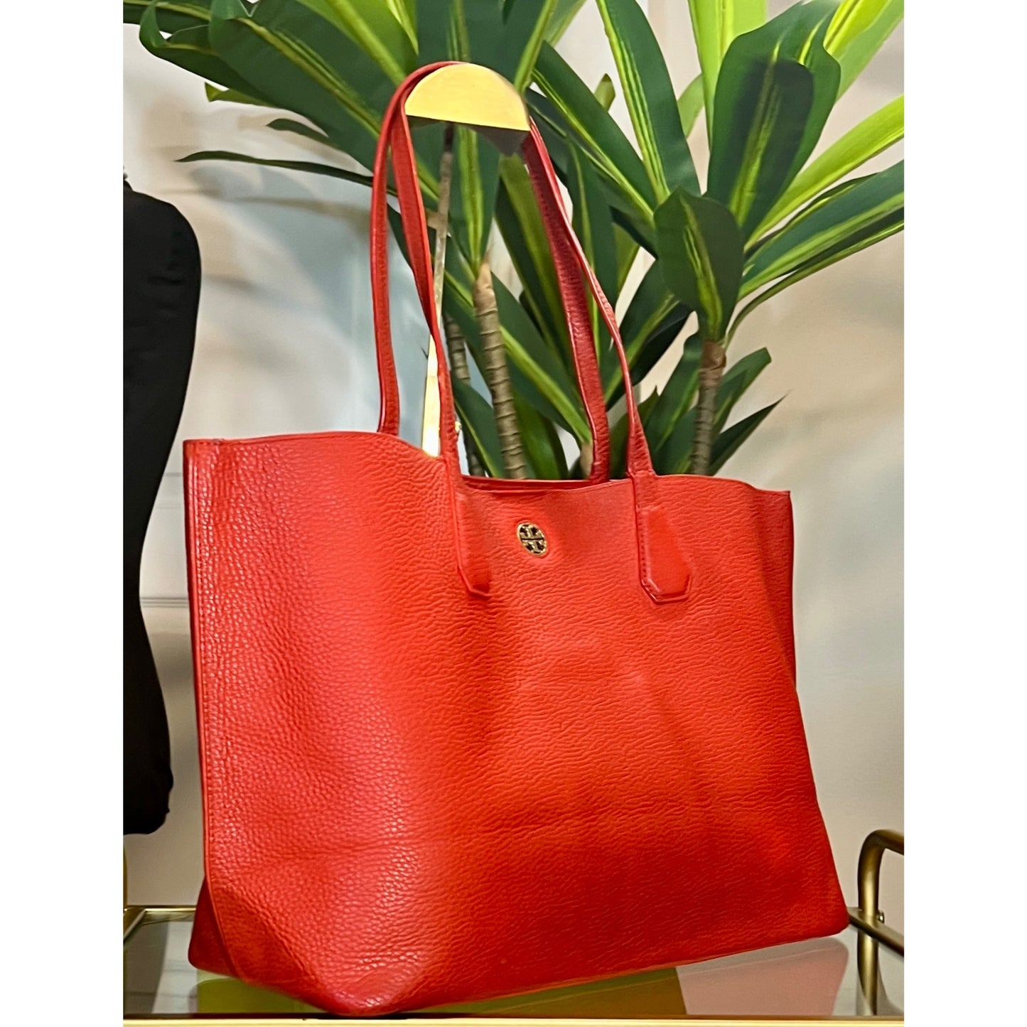 Authentic Tory Burch Orangish Red Robinson Shoulder Bag