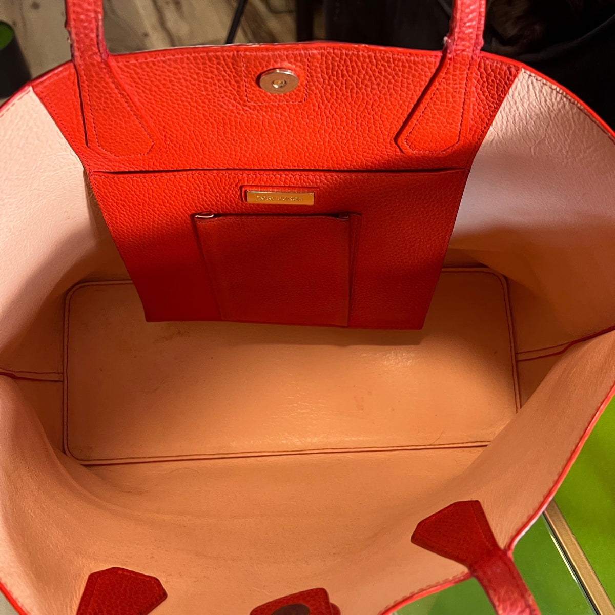 Authentic Tory Burch Orangish Red Robinson Shoulder Bag