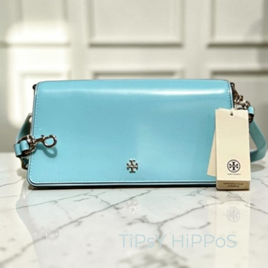 Tory Burch Robinson Blue Emerson Convertible Shoulder Bag