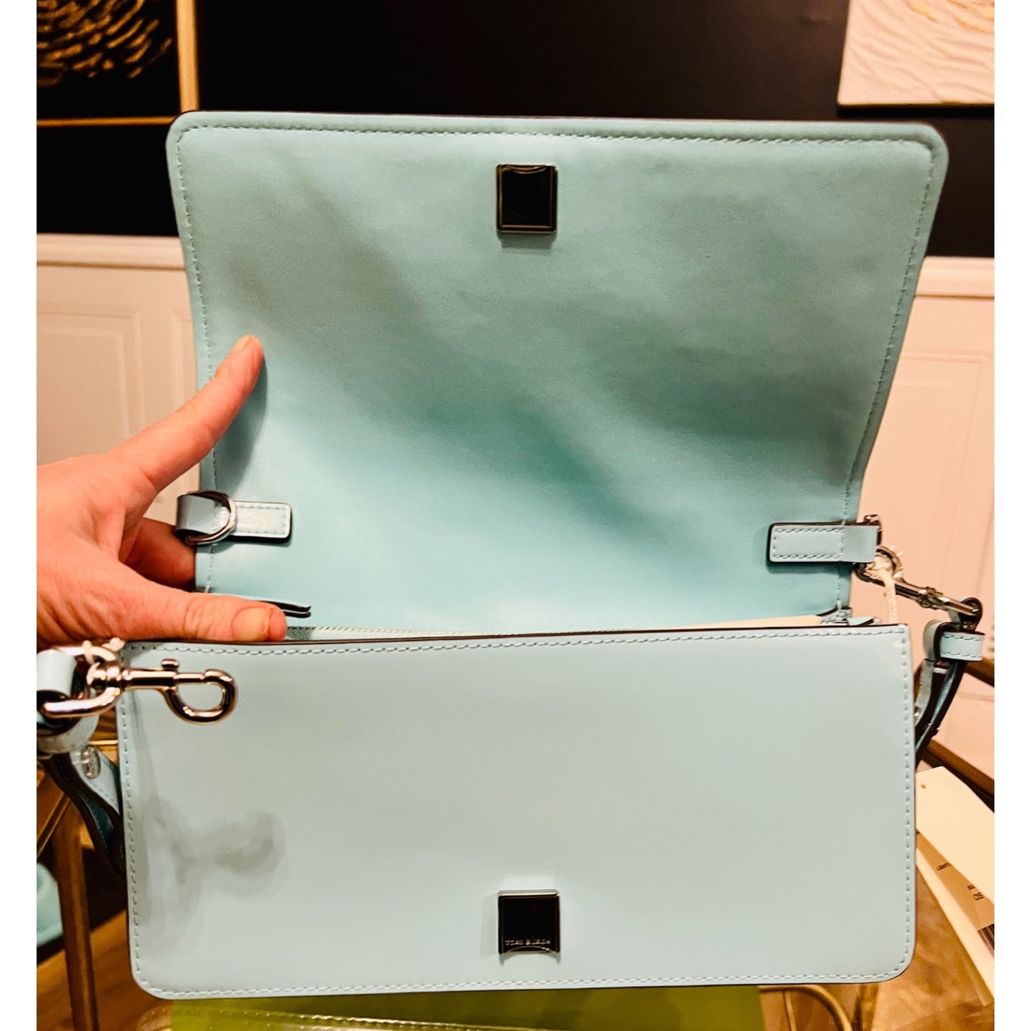 Tory Burch Robinson Blue Emerson Convertible Shoulder Bag