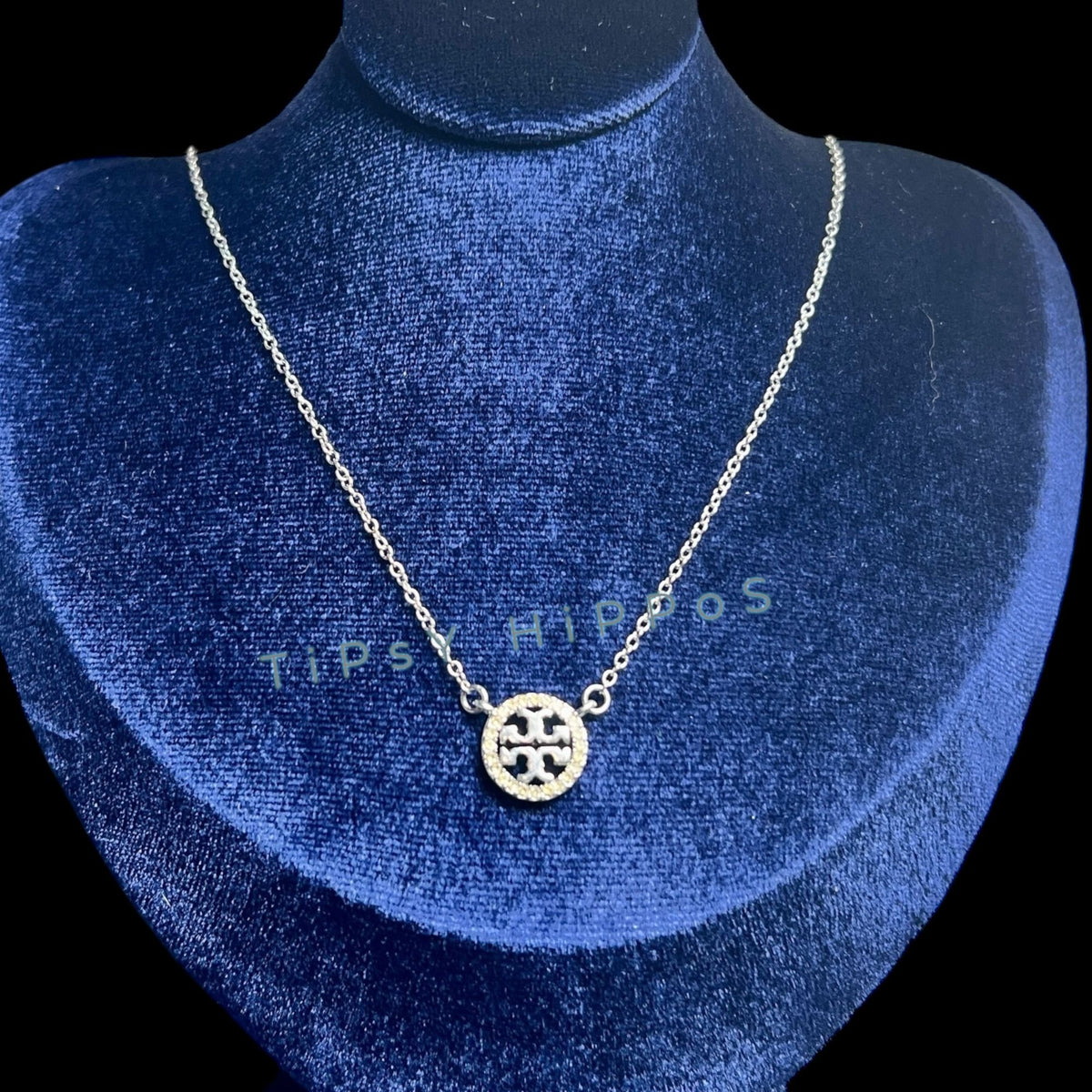 both.  NEW!  Beautiful Tory Burch Silver Miller Crystal Pave Necklace