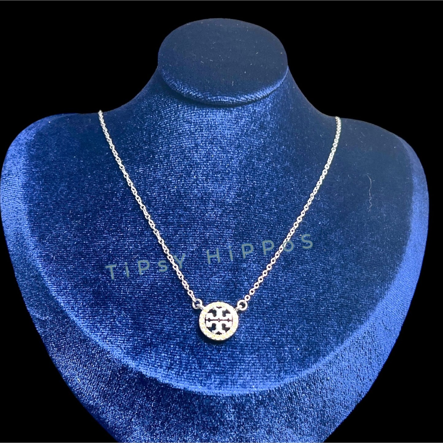 both.  NEW!  Beautiful Tory Burch Silver Miller Crystal Pave Necklace