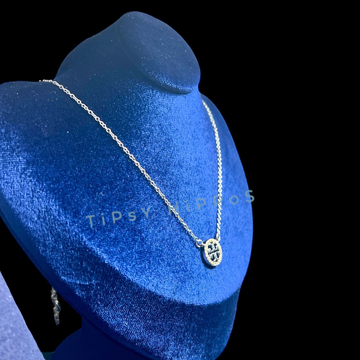 both.  NEW!  Beautiful Tory Burch Silver Miller Crystal Pave Necklace