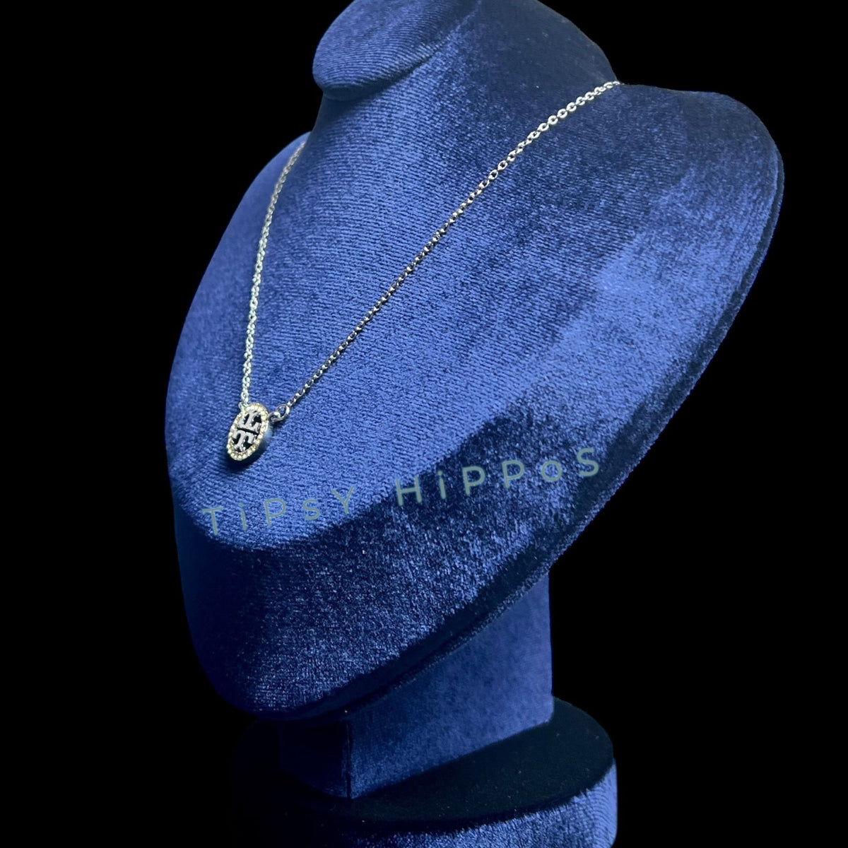 both.  NEW!  Beautiful Tory Burch Silver Miller Crystal Pave Necklace