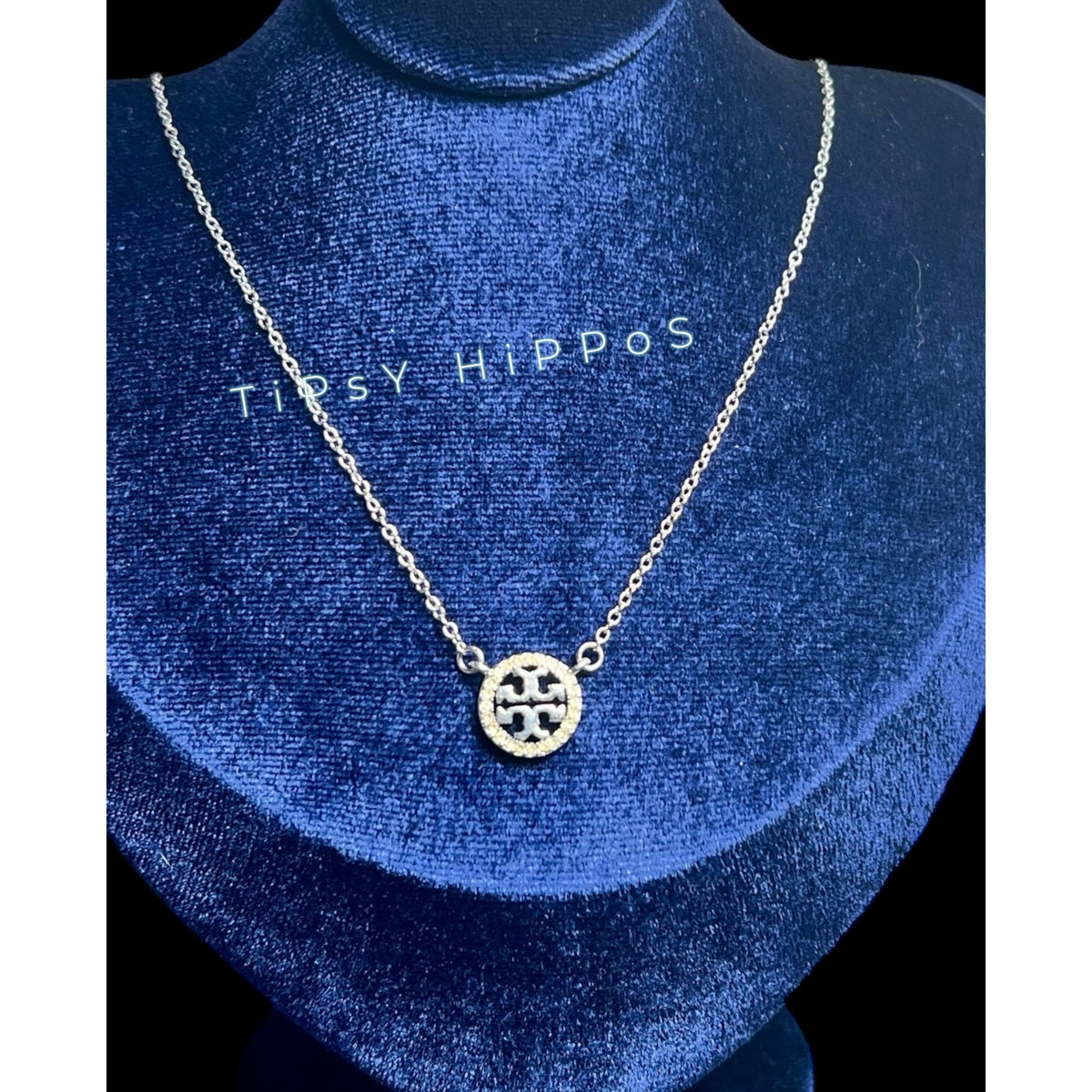 both.  NEW!  Beautiful Tory Burch Silver Miller Crystal Pave Necklace