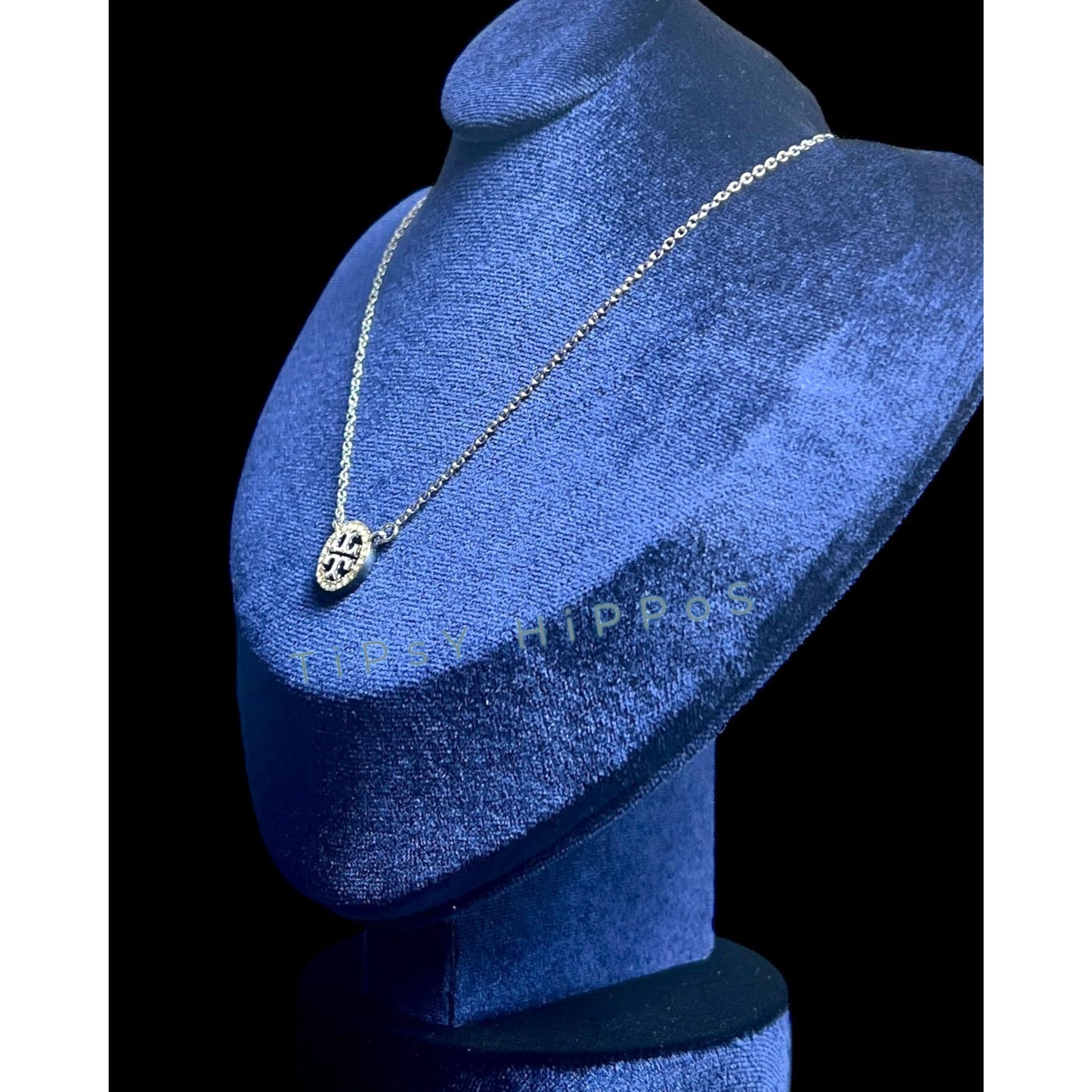 both.  NEW!  Beautiful Tory Burch Silver Miller Crystal Pave Necklace