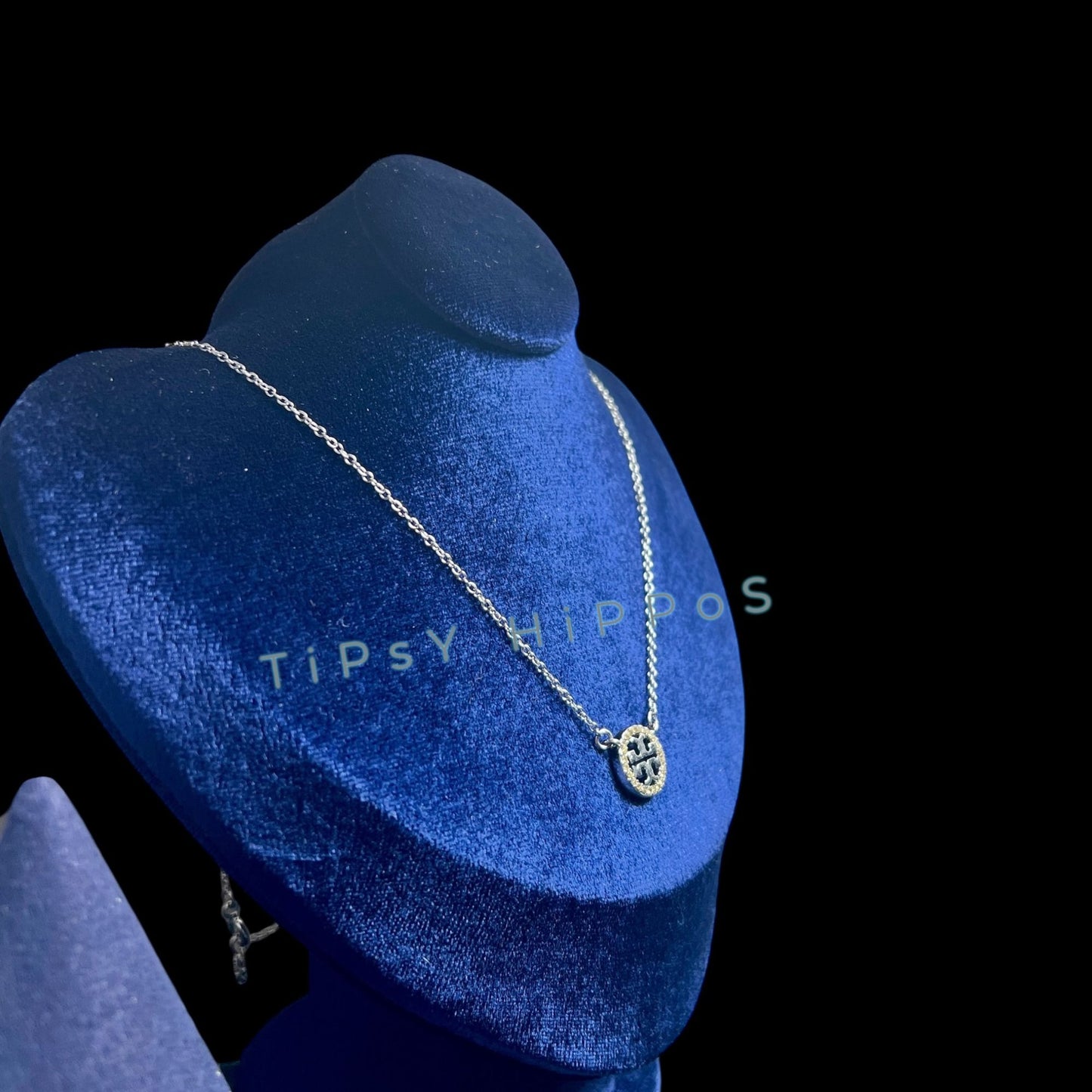 both.  NEW!  Beautiful Tory Burch Silver Miller Crystal Pave Necklace