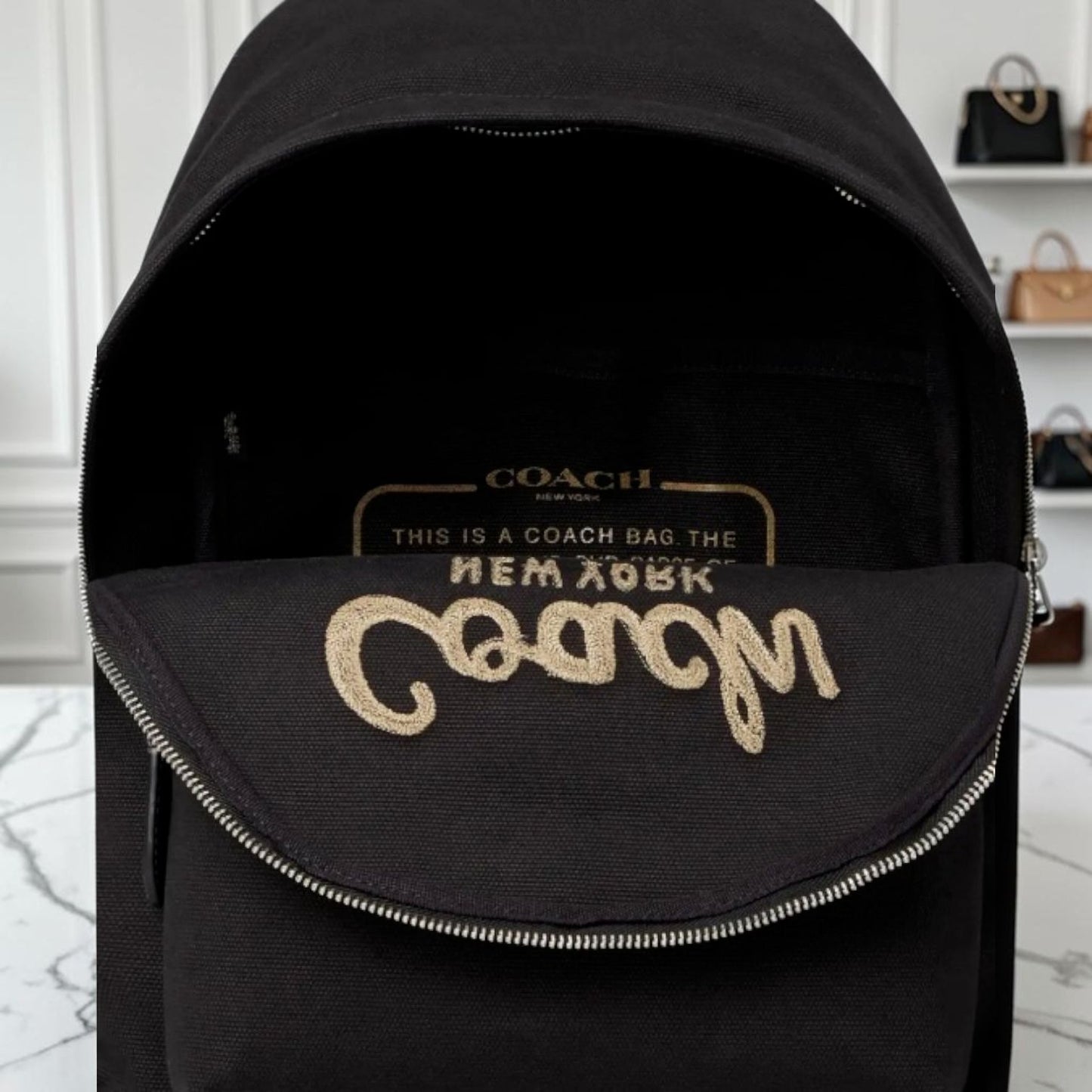 NEW WITH TAGS Coach Black Cargo Backpack/Book Bag