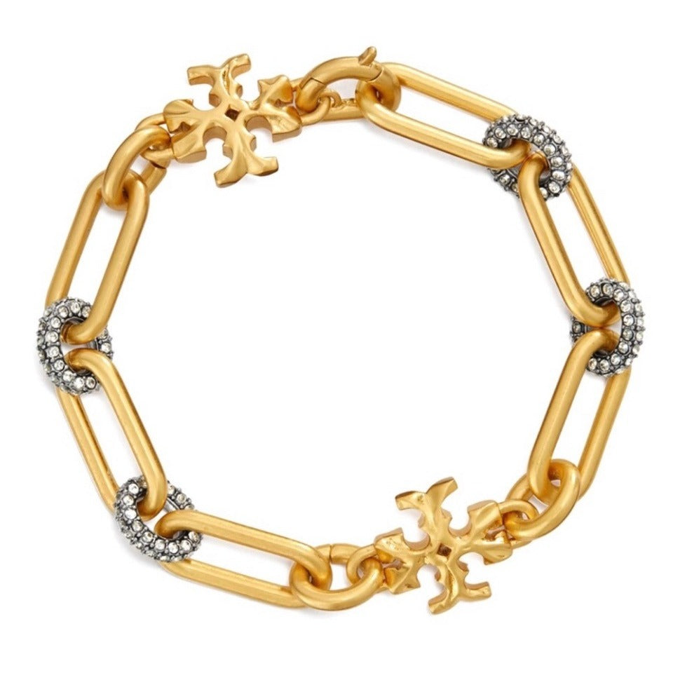 TORY BURCH ROXANNE CHAIN PAVÉ SHORT NECKLACE & BRACELET SET