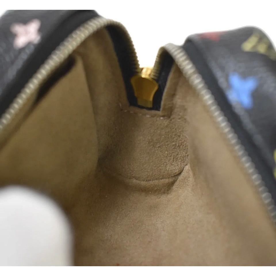 AUTHENTICATED! Louis Vuitton Takashi Murakami Black Multicolor Wapity Case Pouch