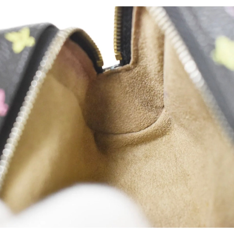 AUTHENTICATED! Louis Vuitton Takashi Murakami Black Multicolor Wapity Case Pouch