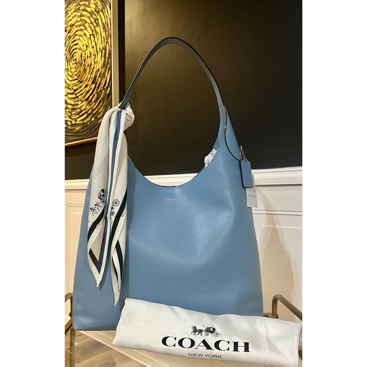 AUTHENTIC COACH LARGE BROOKLYN 39 IN BLUEBELL HOBO HANDBAG 710D175P