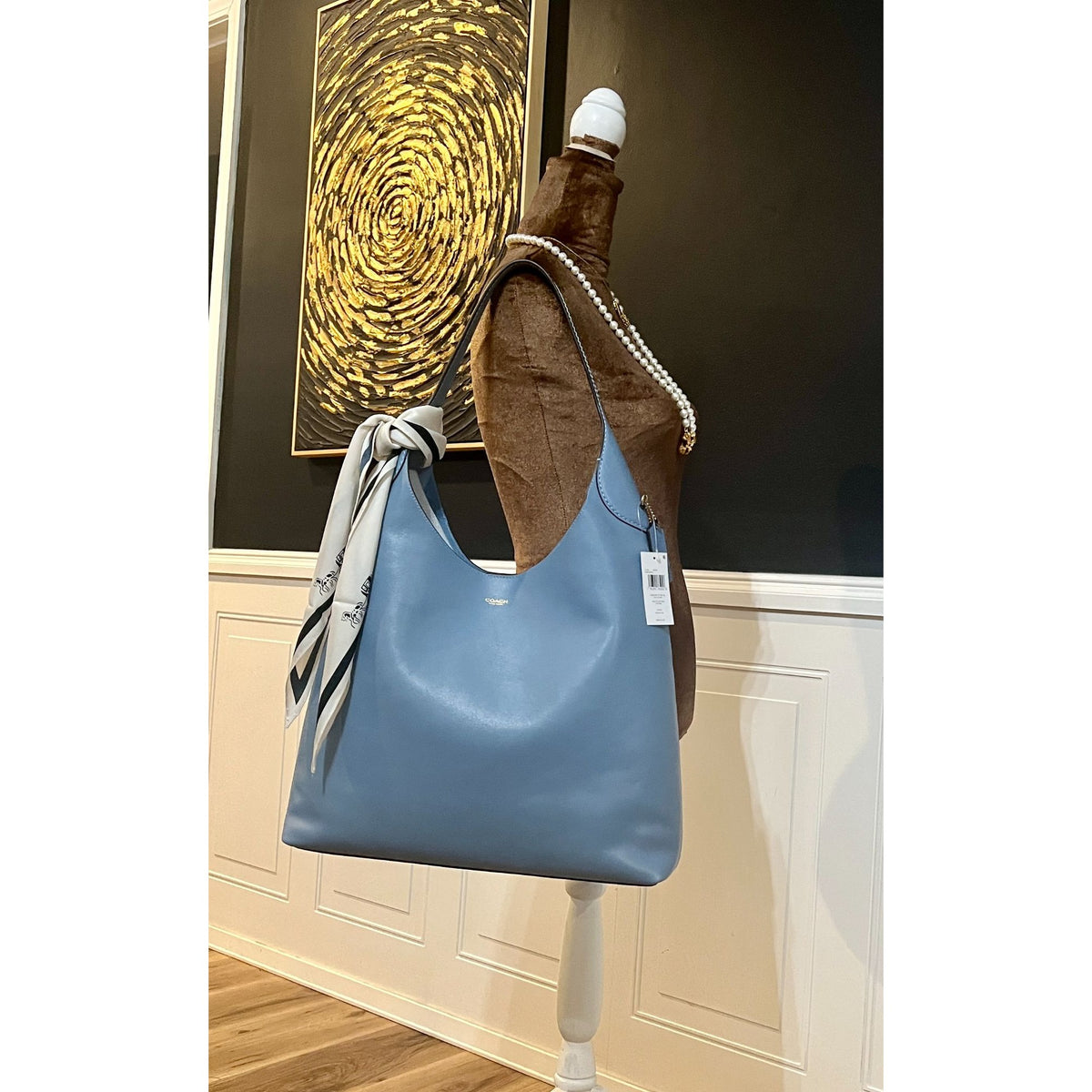 AUTHENTIC COACH LARGE BROOKLYN 39 IN BLUEBELL HOBO HANDBAG 710D175P