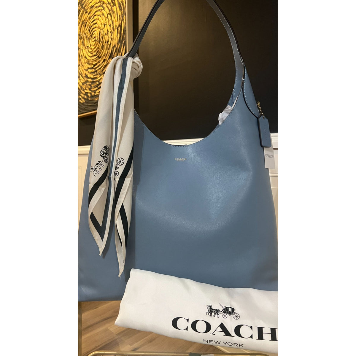 AUTHENTIC COACH LARGE BROOKLYN 39 IN BLUEBELL HOBO HANDBAG 710D175P
