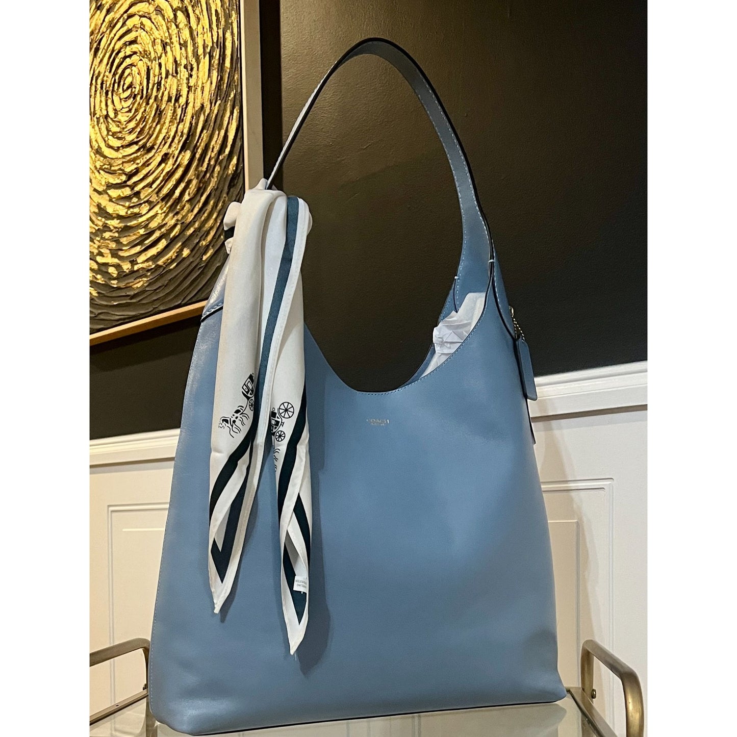 AUTHENTIC COACH LARGE BROOKLYN 39 IN BLUEBELL HOBO HANDBAG 710D175P