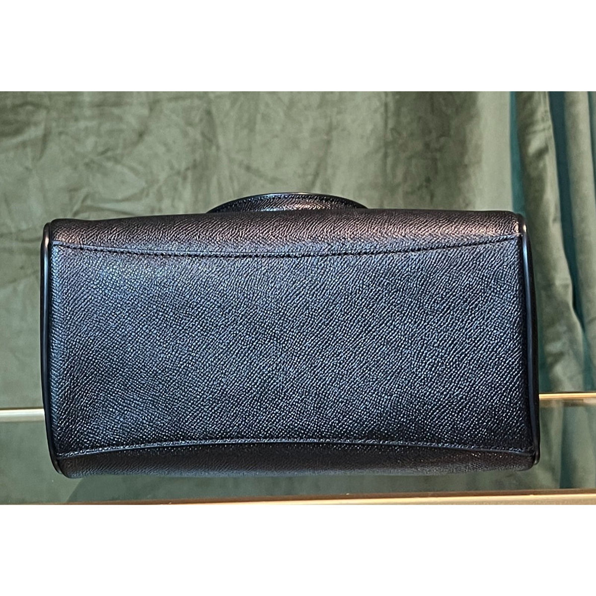 Coach Black Leather Satchel With Gold-Tone Hardware & Top Handles