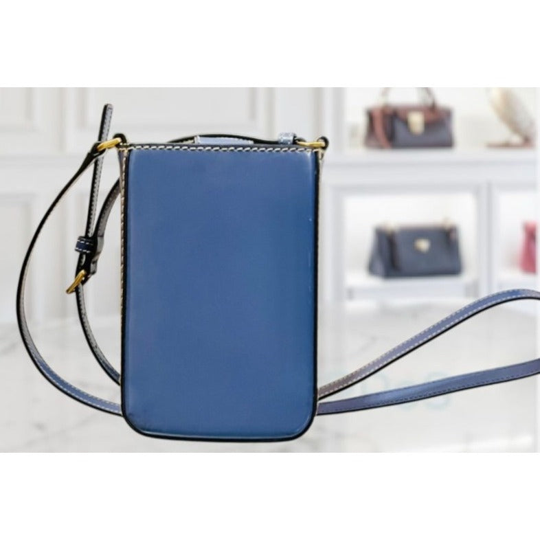 Auth Tory Burch Periwinkle Britten Patent Leather Crossbody/Cellphone Bag