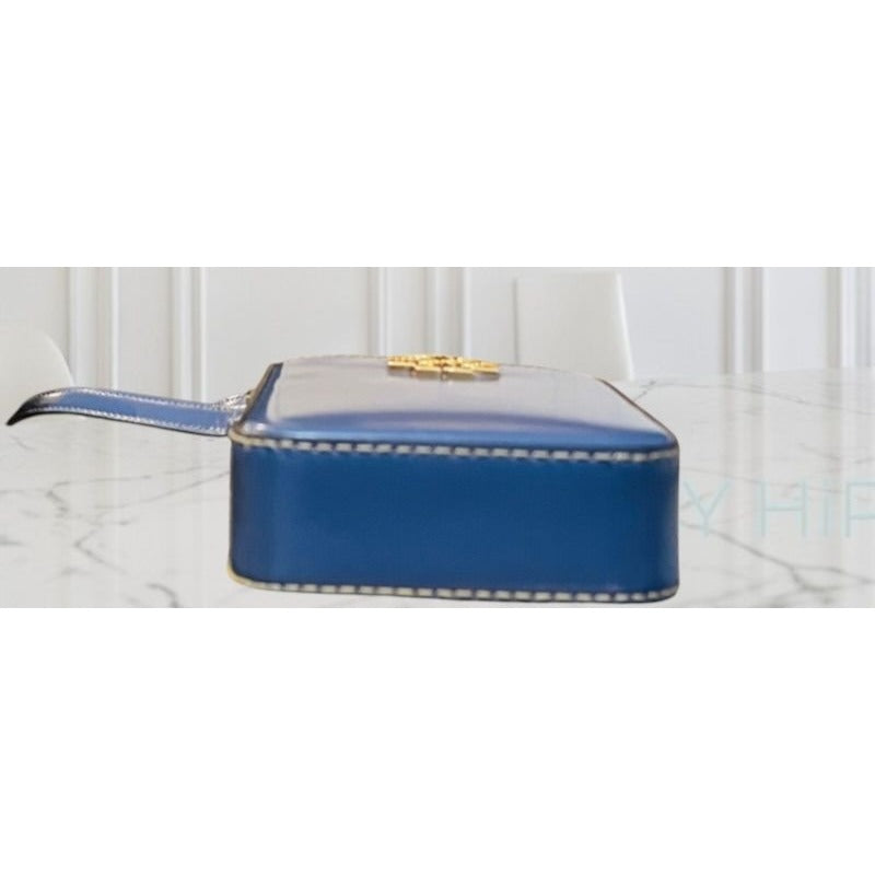 Auth Tory Burch Periwinkle Britten Patent Leather Crossbody/Cellphone Bag