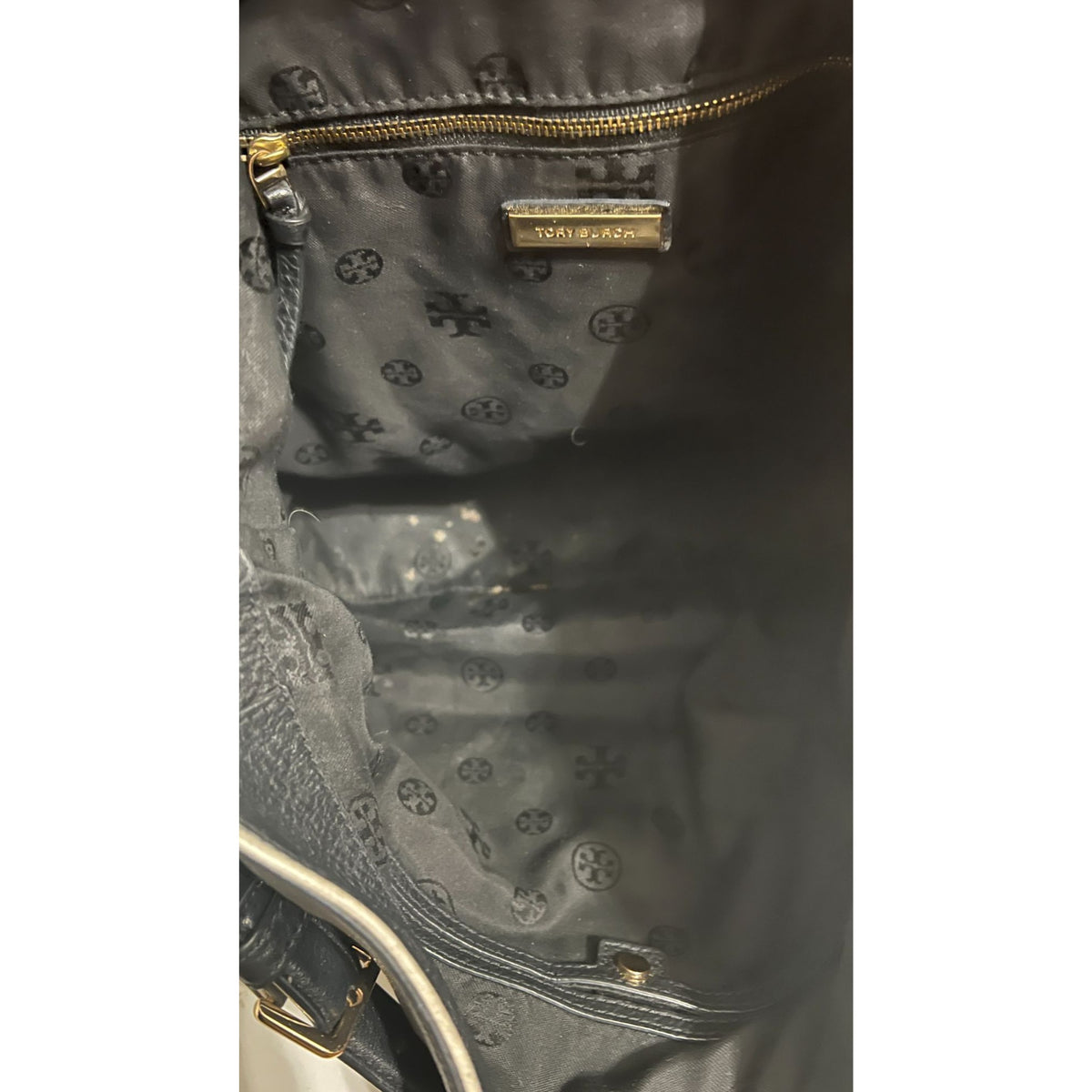 TORY BURCH Vintage Black Hobo with White Piping!  RARE!